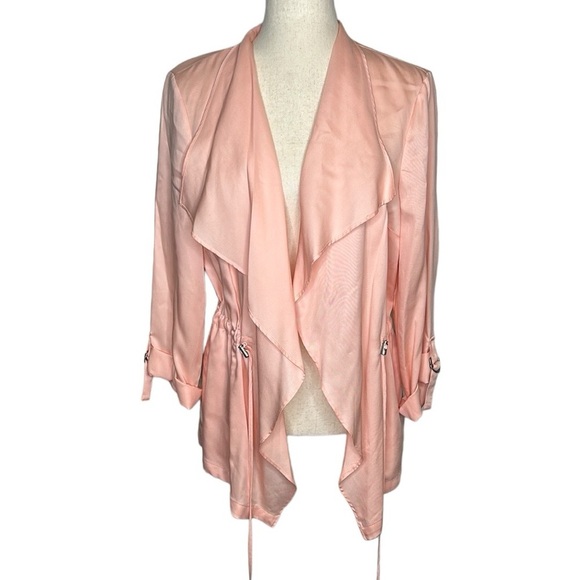 Chico's NWT Soft Flowy Drape Front‎ Jacket Women's Medium Peachy Petals - Picture 1 of 8